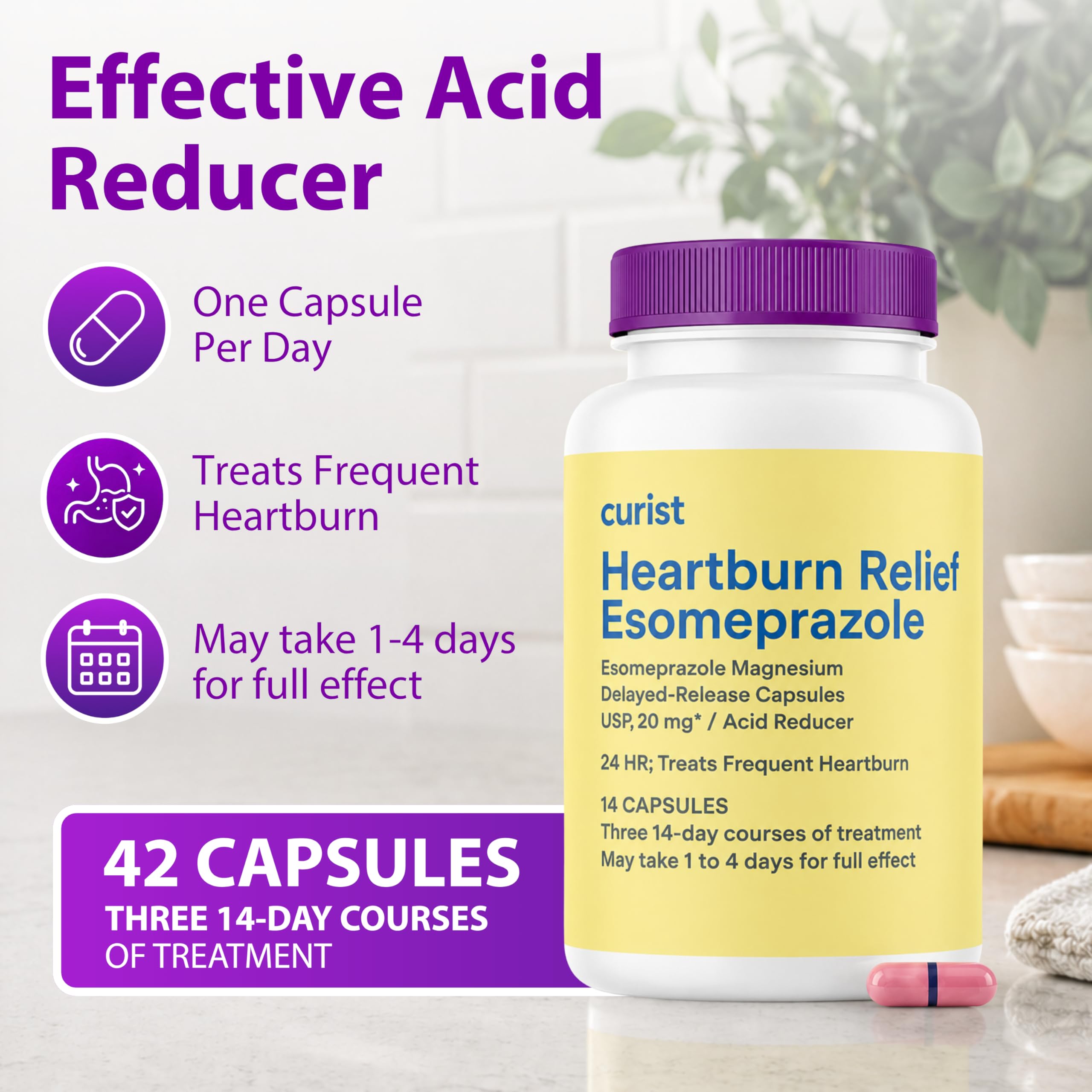 Curist Esomeprazole 20mg Capsules Delayed-Release 42 Count Heartburn Relief — Amazon image 2