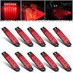 PSEQT LED Boat Interior Lights Marine Courtesy Light Strip Deck Transom Cockpit Navigation Lighting Waterproof for Fishing Pontoon Kayak Yacht Sailboat (Red 10Pcs)
