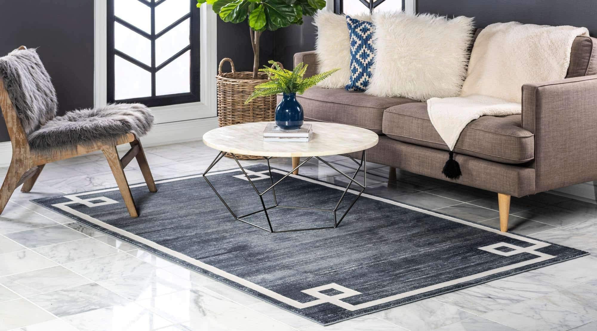Unique Loom Jill Zarin Uptown Collection Area Rug - Lenox Hill (5' 1' x 8' Rectangle, Navy Blue/ Ivory)