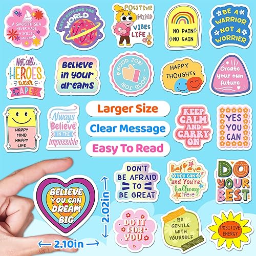 Miniatura 4 de 200 calcomanías motivacionales, calcomanías con citas inspiradoras para niños, adolescentes, estudiantes, adultos, calcomanías de afirmación