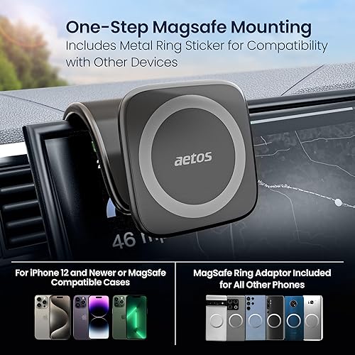 Miniatura 3 de aetos Soporte para teléfono MagSafe para iPhone 171615141312 ProPlusMax y teléfonos Android con adaptador de anillo. Cabezal giratorio de 360 y