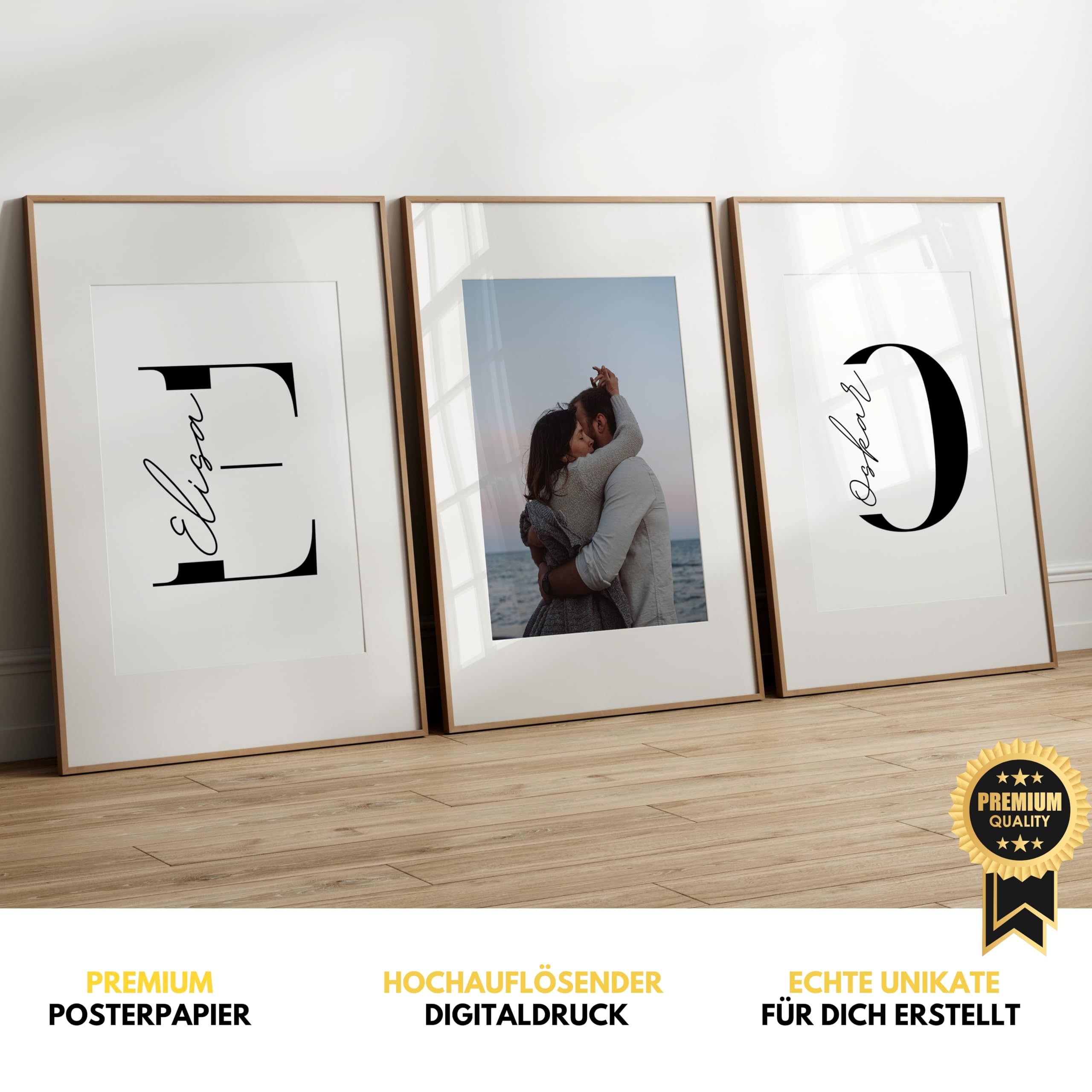 Little Mathilda Personalisierte Poster 3er Set Bilder – Hochzeitsgeschenk personalisiert, Jahrestag Geschenk für Ihn Wanddeko Wohnzimmer, Fotogeschenke personalisierte Geschenke (3er Set 70x50cm)