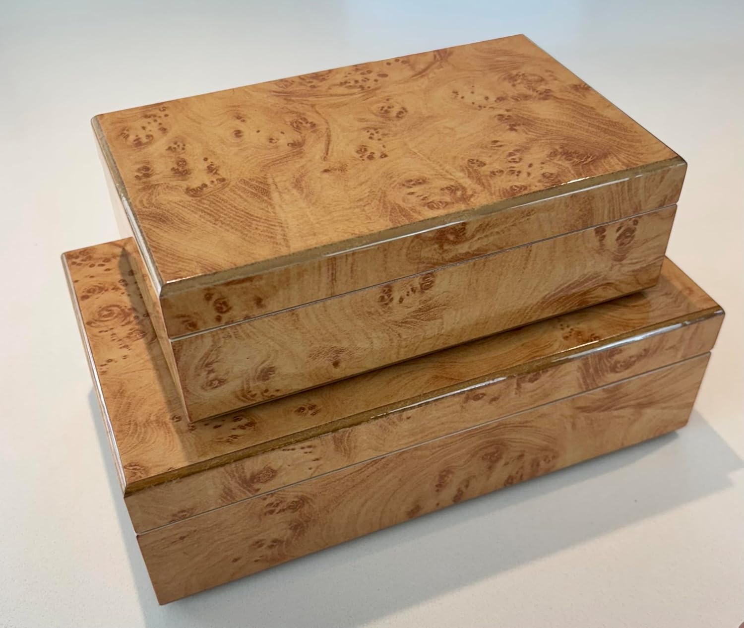 Cruiser's Caché Burl Wood Design Luxe Decorative Box | Fully Suede-Lined | Large - 10 inches