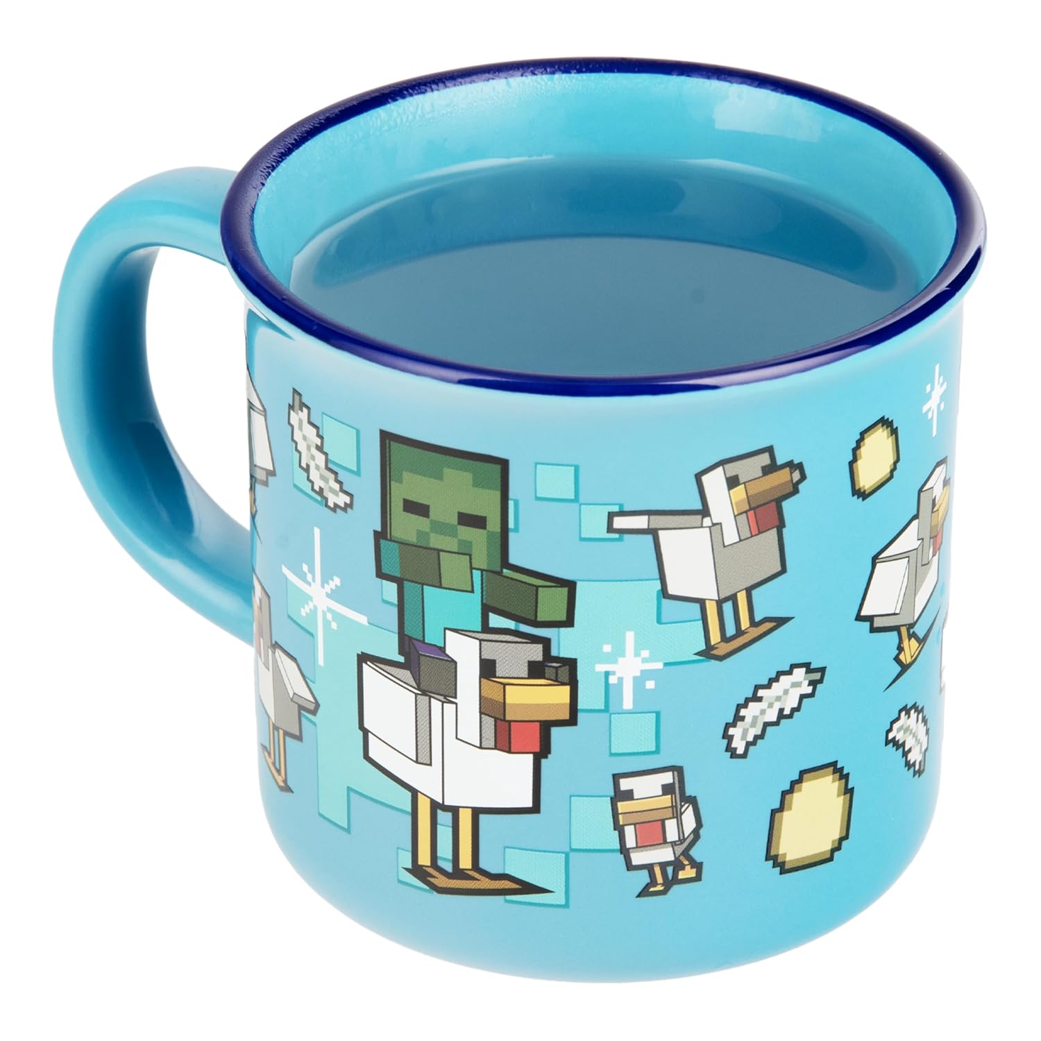 Paladone Minecraft Chicken Jockey Heat Change Mug, 350ml Ceramic, Heat‑Reactive Design Reveals Iconic Scene, Officially Licensed
