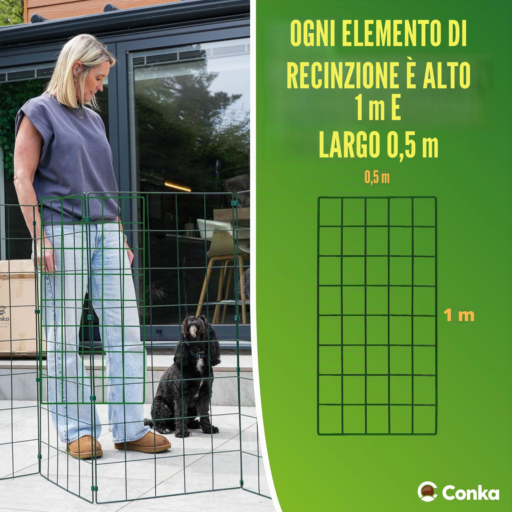 Recinzione flessibile per cani da 4,5 m Flexipanel, portatile, flessibile e pieghevole, per interni o esterni, cancello, barriera