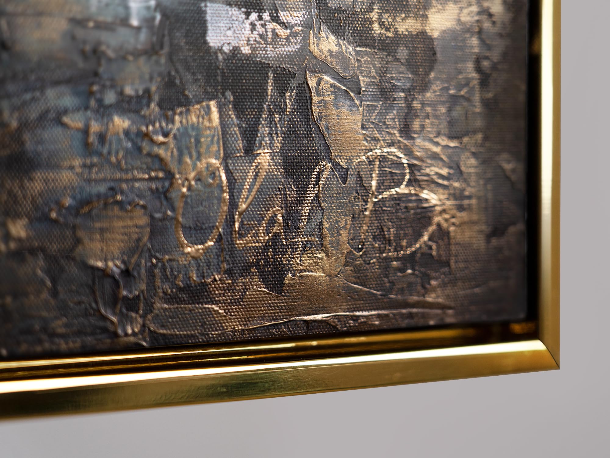 YS-Art XXL Leinwandbild 140x100 Cm - Handgemaltes Abstraktes Gemälde Mit Fluoreszierender Nachtbeleuchtung