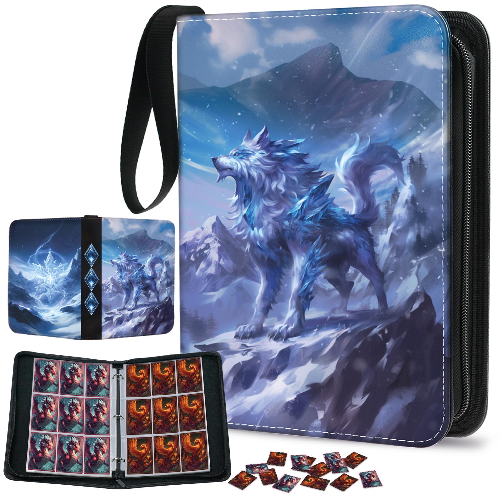 Trading Card Binder 9-Pocket Holds 900 Cards with 50 Removable Sleeves