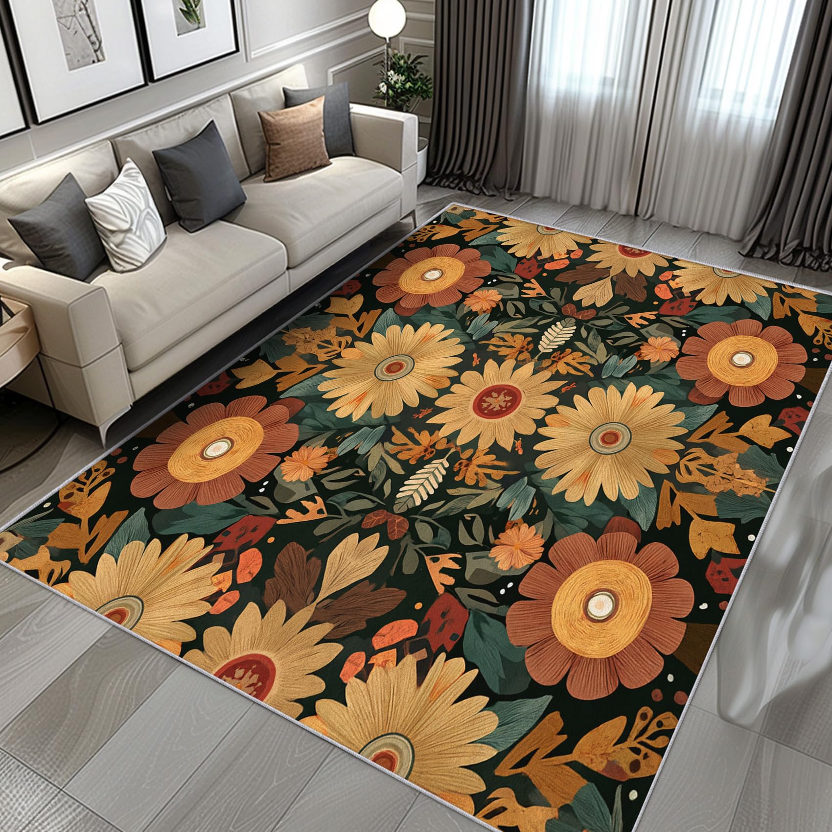 Tapis salon poils courts antidérapant et doux moquette nettoyage facile 180x240cm