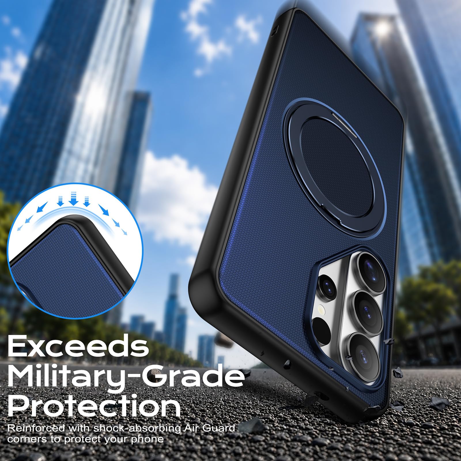 Magnetyczne etui do Samsung Galaxy S26 Ultra/S26 +/S26, wąska, antypoślizgowa osłona obudowy z metalowym pierścieniem, fioletowa, S26 +