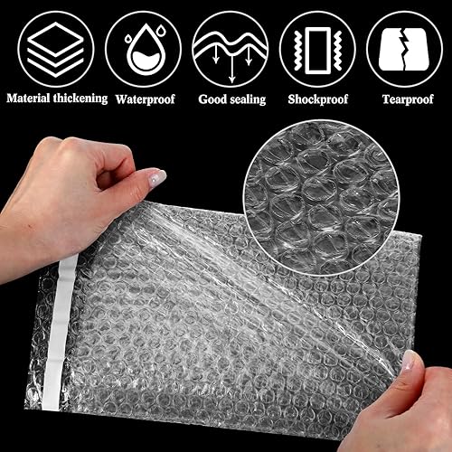 Miniatura 5 de PerKoop 120 bolsas de cojín de burbujas de 6 x 8.5 pulgadas a granel, bolsas de doble pared para cojín de burbujas, bolsas protectoras transparentes