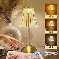 Vista 1 de Cordless Table Lamps for Bedroom,Gold Cordless Battery Operated Table Lamp Rechargeable Decorative Bedside Dimmable Nightstand Lamp Small Touch