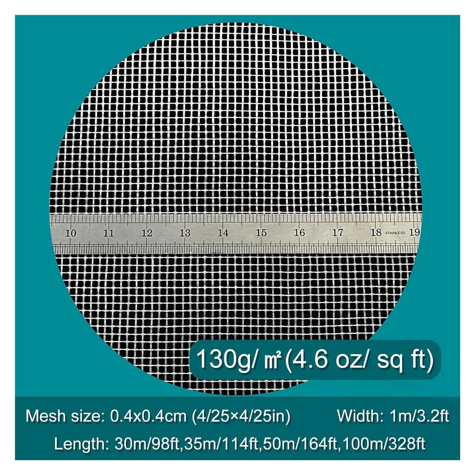 Rollo de malla de fibra de vidrio, Rollo de malla estuco fibra vidrio los 30-100m x 0.4-0.7cm for aislamiento y refuerzo paredes(50mx0.4cm)