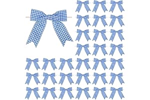 Elegant Blue & White 3.5" Premade Dorothy Ribbon Bows for Wedding Crafts