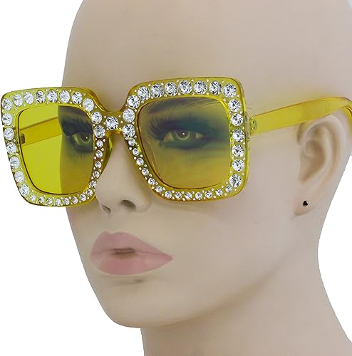 Vista 4 de Gafas de sol de gran tamaño con marco cuadrado con diamantes de imitación para mujer