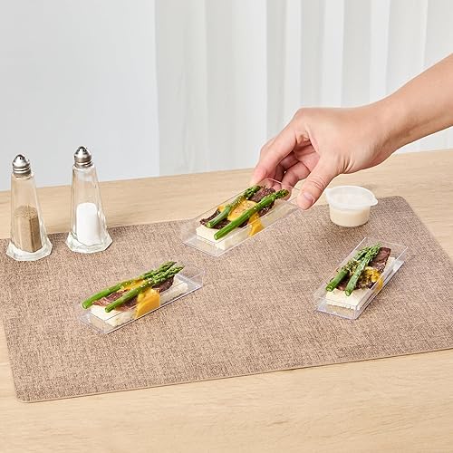 Miniatura 5 de Restaurantware Mini platos de degustación de 5.2 x 1.8 pulgadas, 100 platos rectangulares desechables de plástico, platos de plástico transparente