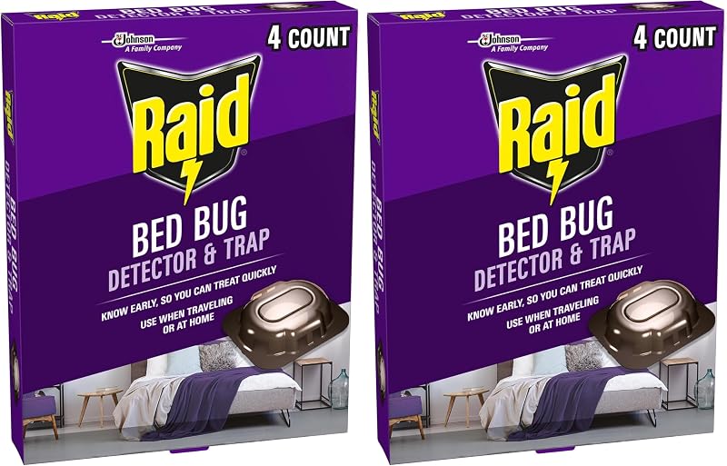 Raid Bed Bug Detector and Trap, for Indoor Use, 4 Count (Pack of 2)