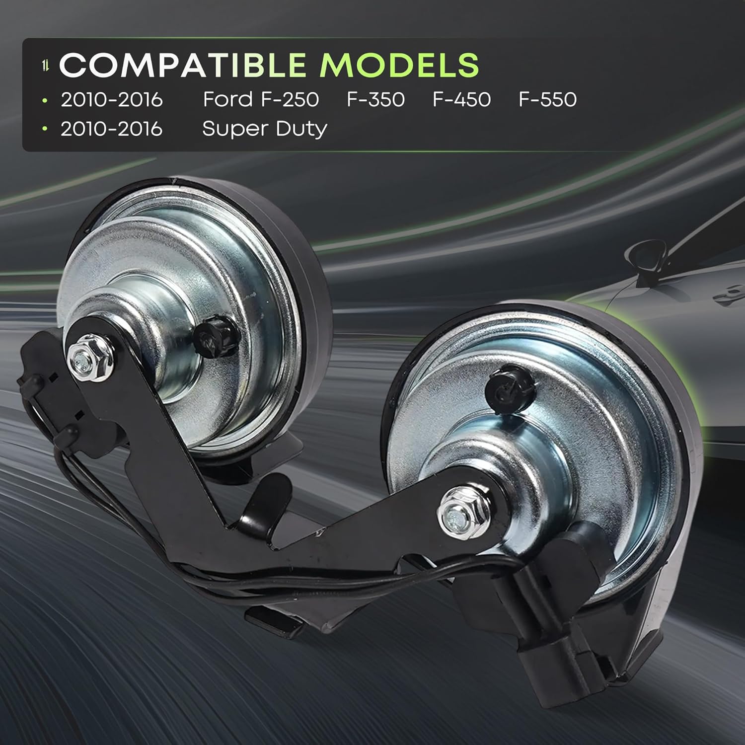 Dual Horn Assembly with Bracket Compatible with Ford F-250 F-350 F-450 F-550 Super Duty 2010-2016 Replace BC3Z-13832-A
