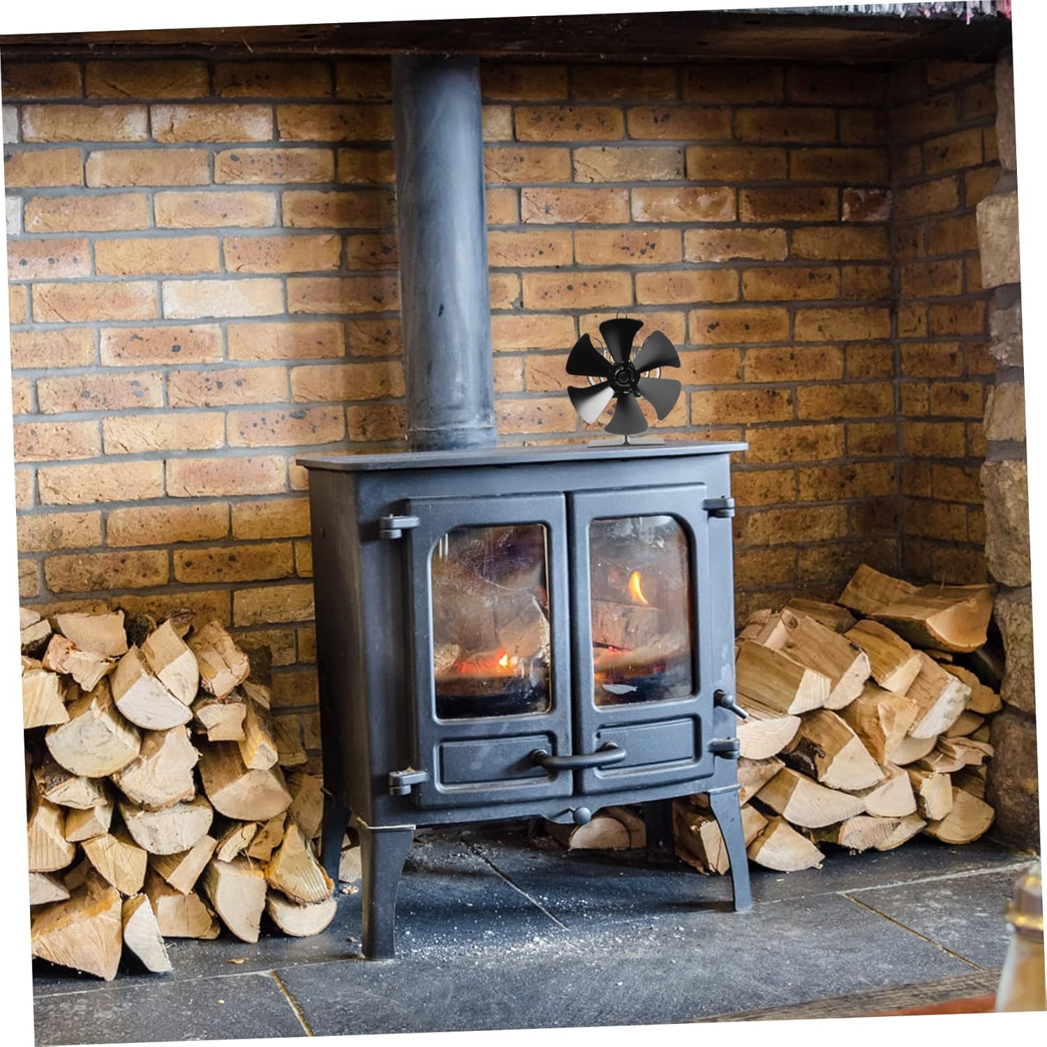 Alipis 2pcs Log Burning Fireplace Fan Heat-powered Stove Blower for Efficient Heat Distribution