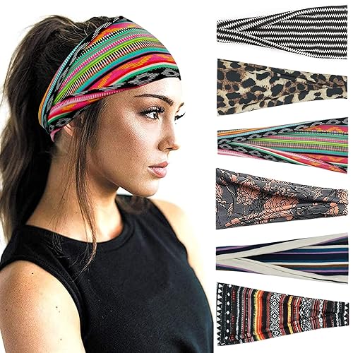 Vista 34 de Fashion Headbands For Women Wide Headband Yoga Workout Head Bands Hair Accessories Band 6 Pack