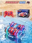 Spider Amphibious Remote Control Car for Kids - 2.4GHz Double Sided RC Car Toys with 360° Rotation & LED Lights, Pool Outdoor Monster Truck for 3 4 5 6 7 8 Year Old Boys, Kids Christmas Birthday Gifts