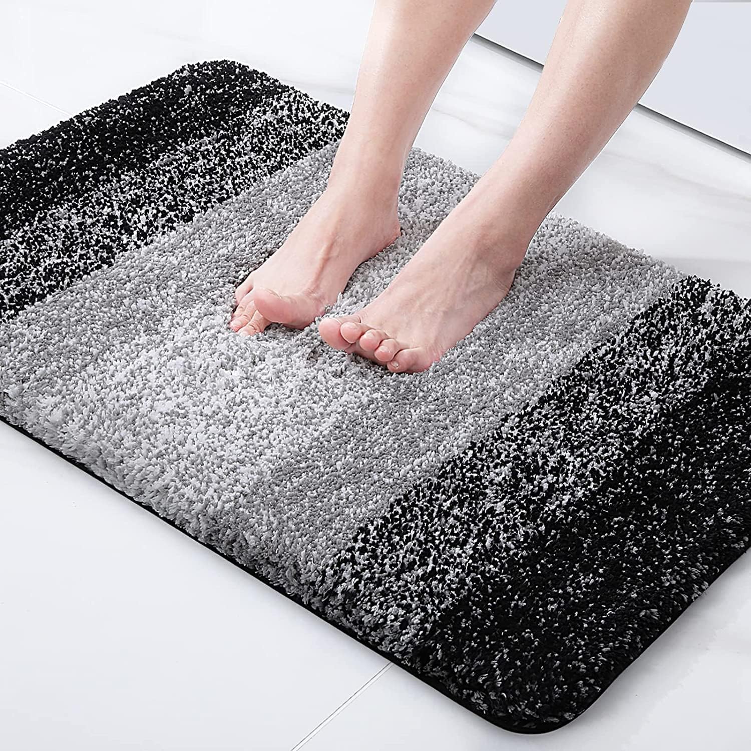 Microfiber Door Mats For Home Entrance Living Room | Anti Skid Doormats For Bathroom Entrance And Bedrooms | Main Door Mats For Entrance (Black, 16 X 24 Inch), Large Rectangle