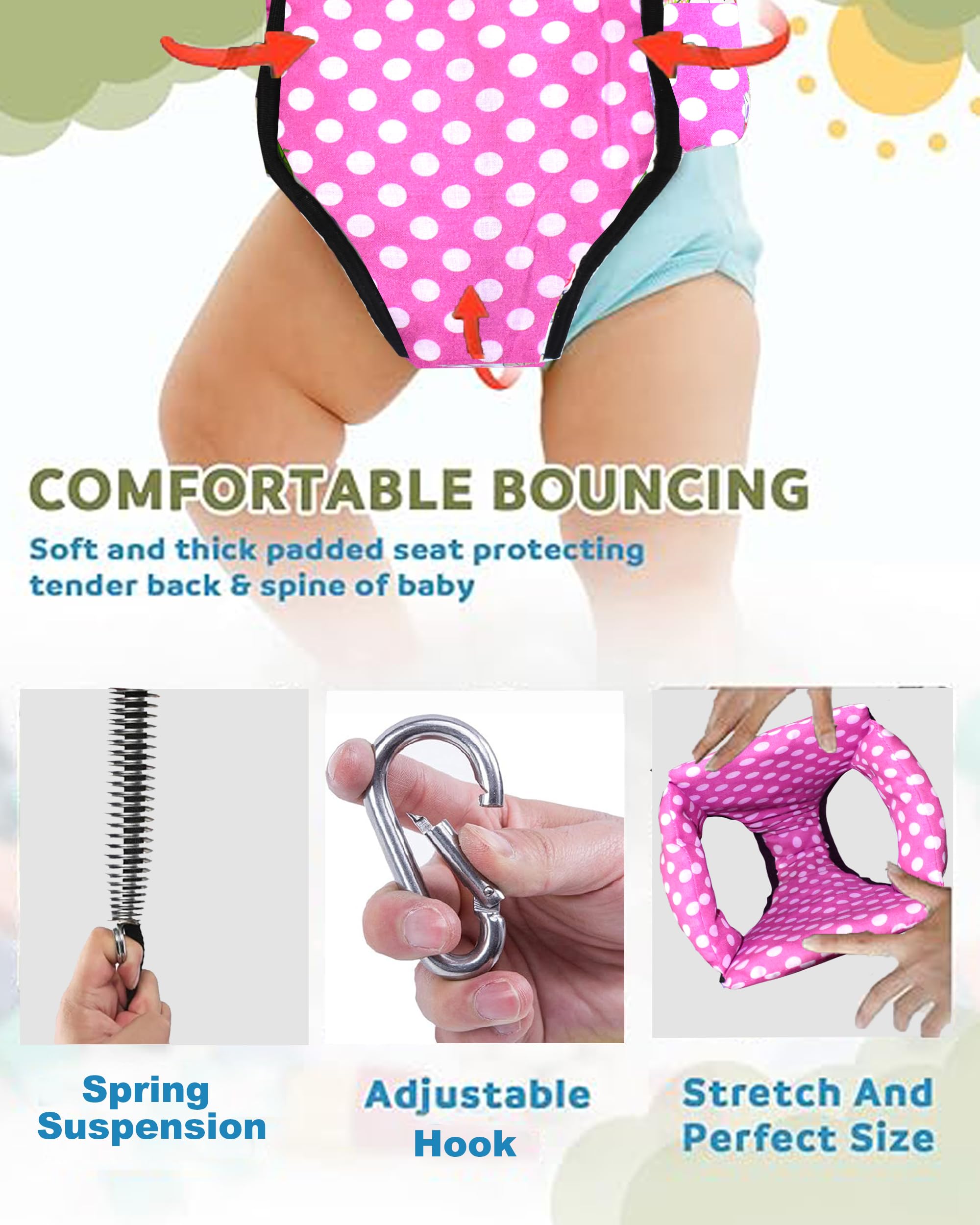 Vparents 2 in 1 Toddler Jumper Cum Baby Walking Harness Function, Fun Activity for 6-12 Months Infant Toddler (Pink) 4