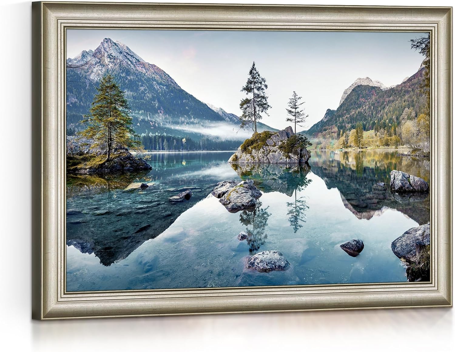 Artitude Nature Landscape Wall Art Canvas: Modern Lake Rock Scene Picture Print Mountain Tree Painting Artwork for Bedroom Living Room Office Decor