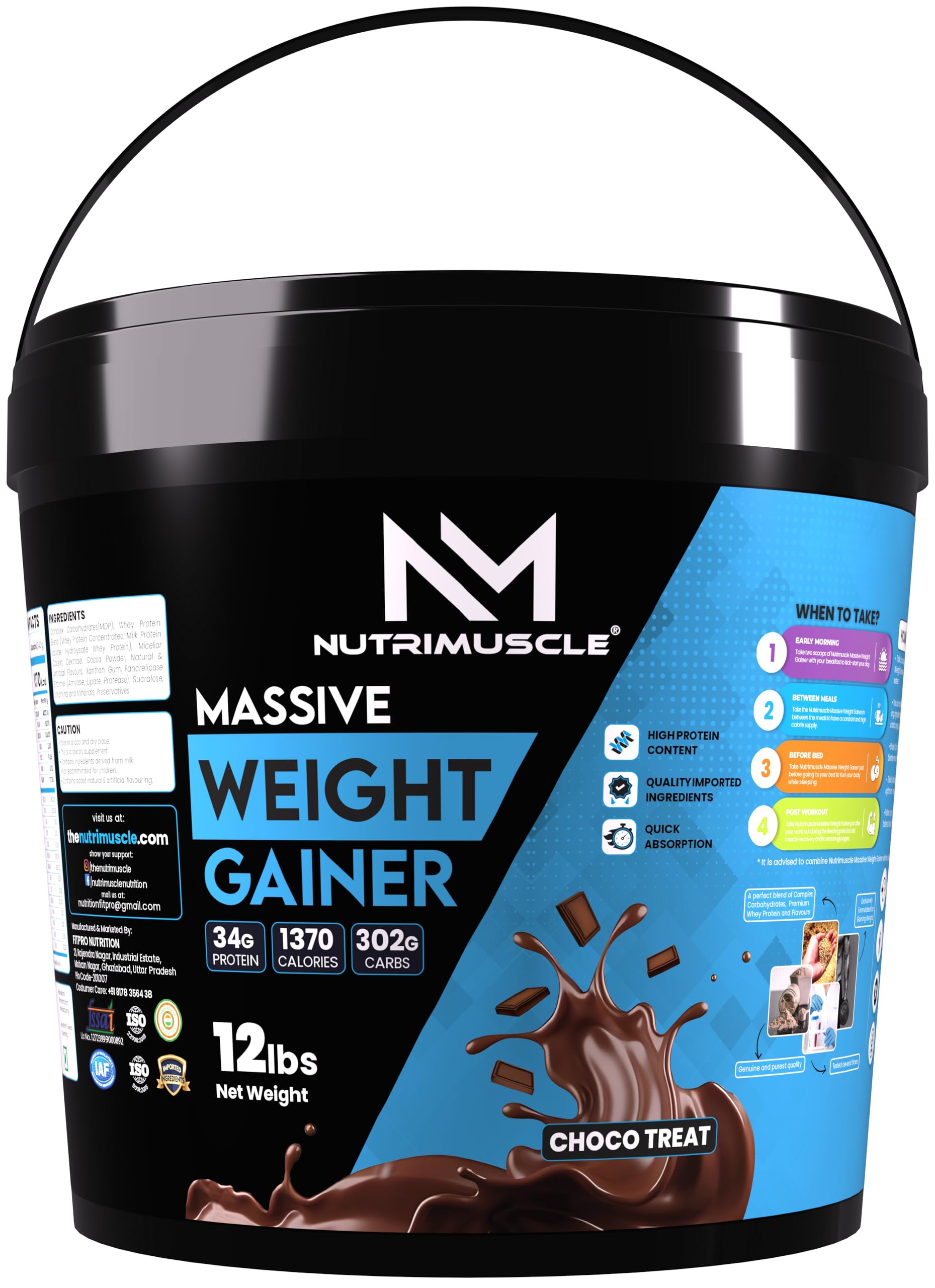 Nutrimuscle Massive Weight Gainer – 1 Kg | Chocolate (Choco Treat) Flavour | High Calorie Mass Gainer with Complex Carbs & Protein Blend for Weight & Mass Gain | For Men & Women — Amazon image 13