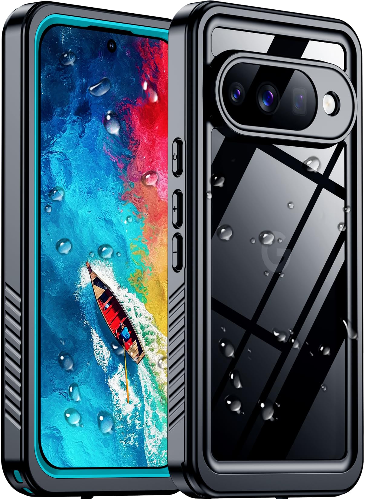 Temdan Designed for Google Pixel 11 Pro XL Case Waterproof, Built-in Screen &amp; Camera Protector IP68 Underwater Full Body Military Dropproof Shockproof Protective Case for 11 Pro XL 6.8 Inch,Teal/Clear