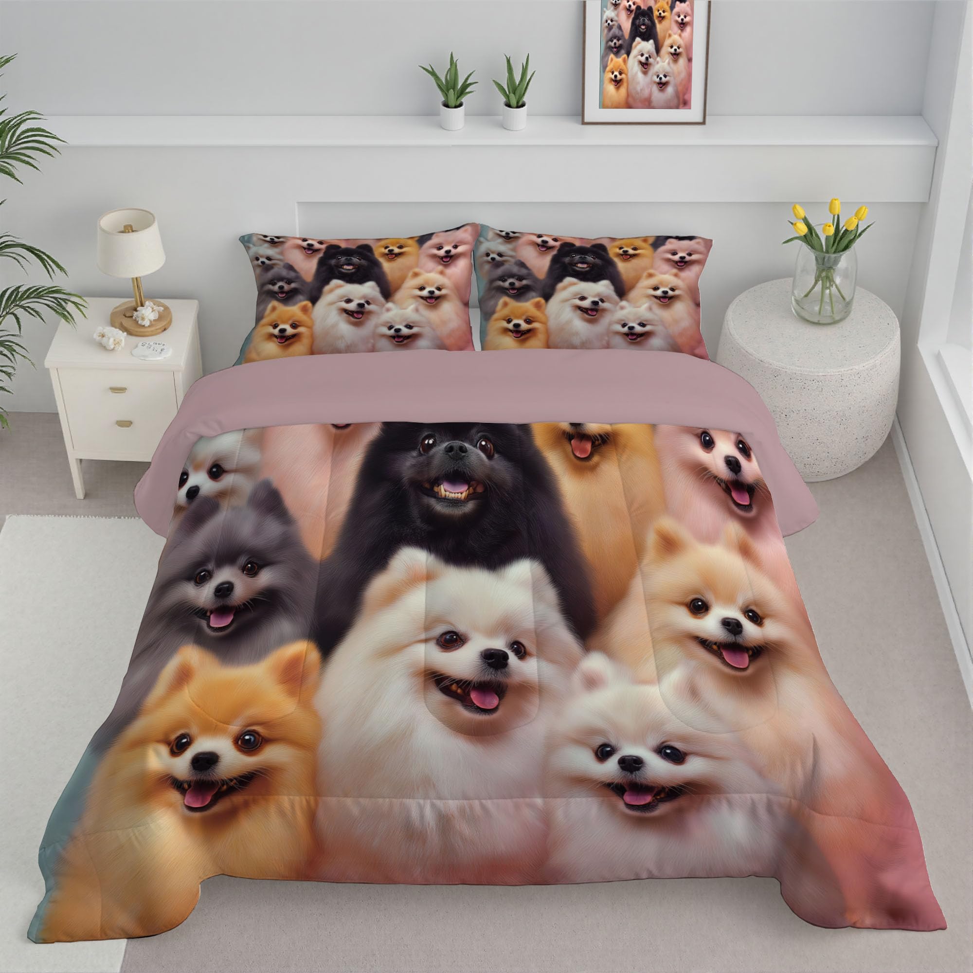 Couette 140x200 microfibre 1 personne édredon léger réversible thème animal rose orange