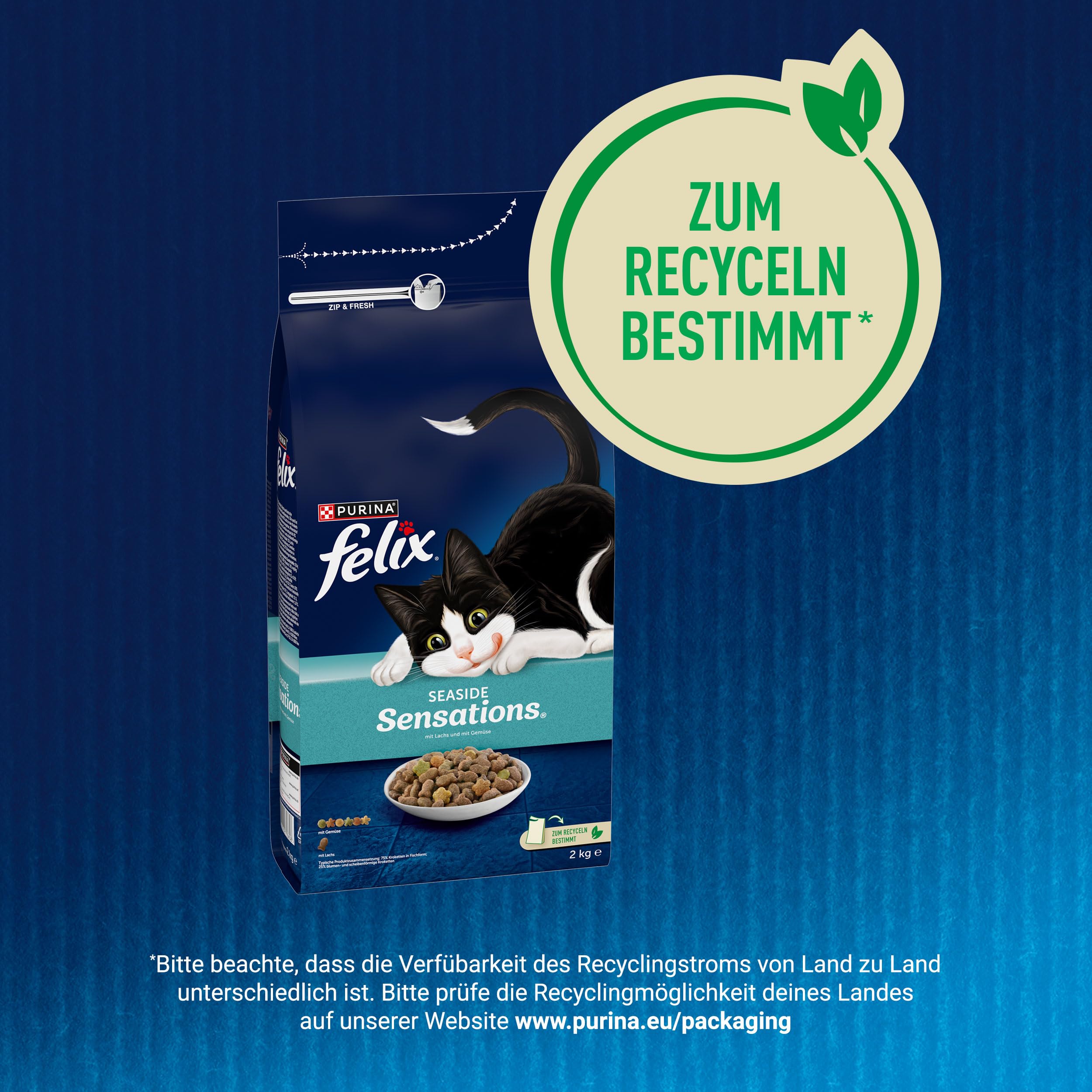 Felix Seaside Sensations Katzenfutter trocken, mit Lachs und Gemüse, 6er Pack (6 x 2kg)