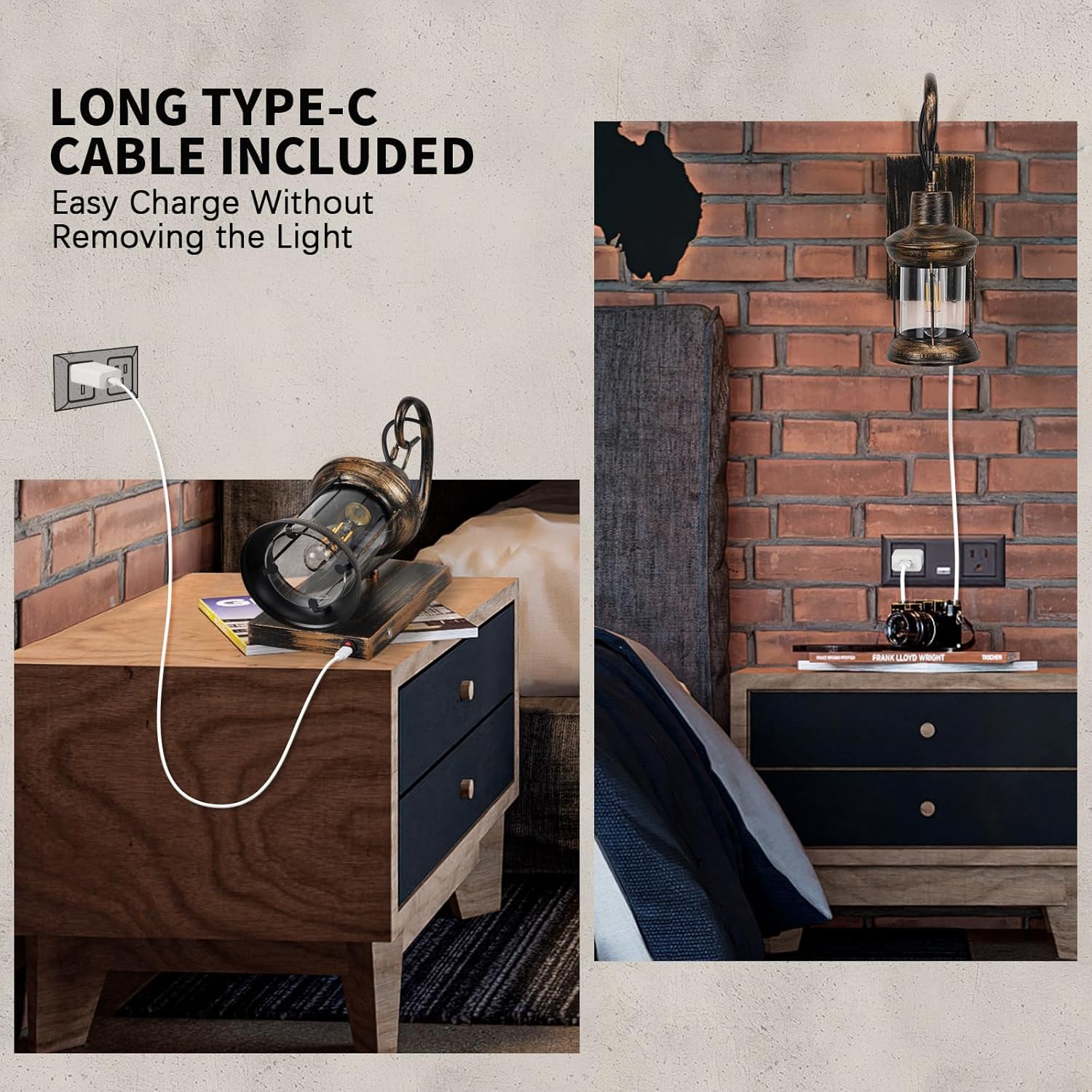 B02 Battery Operated Wall Sconce, On/Off Remote Rechargeable Wall Lamp with Oil Rubbed Bronze Finish, Rustic Cordless Wall Light Fixtures, Vintage Lantern Sconce for Bedroom Living Room Cafe