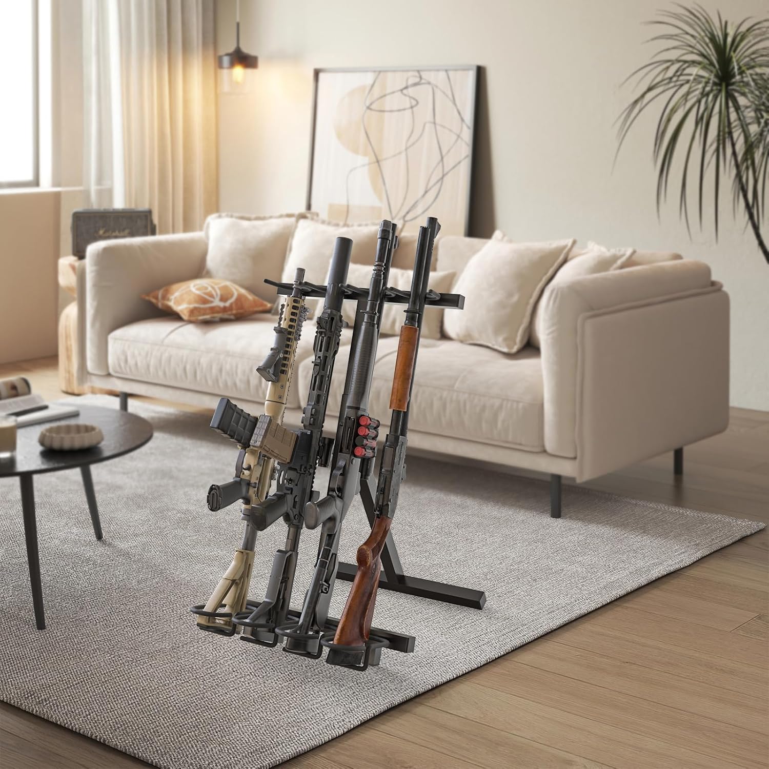 Gun Rack, Folding Rifle Rack, Portable Indoor Gun Racks, Heavy-Duty Steel Gun Rifle Stand Holds Up to 7 Pistols and 4 Rifles or Shotguns