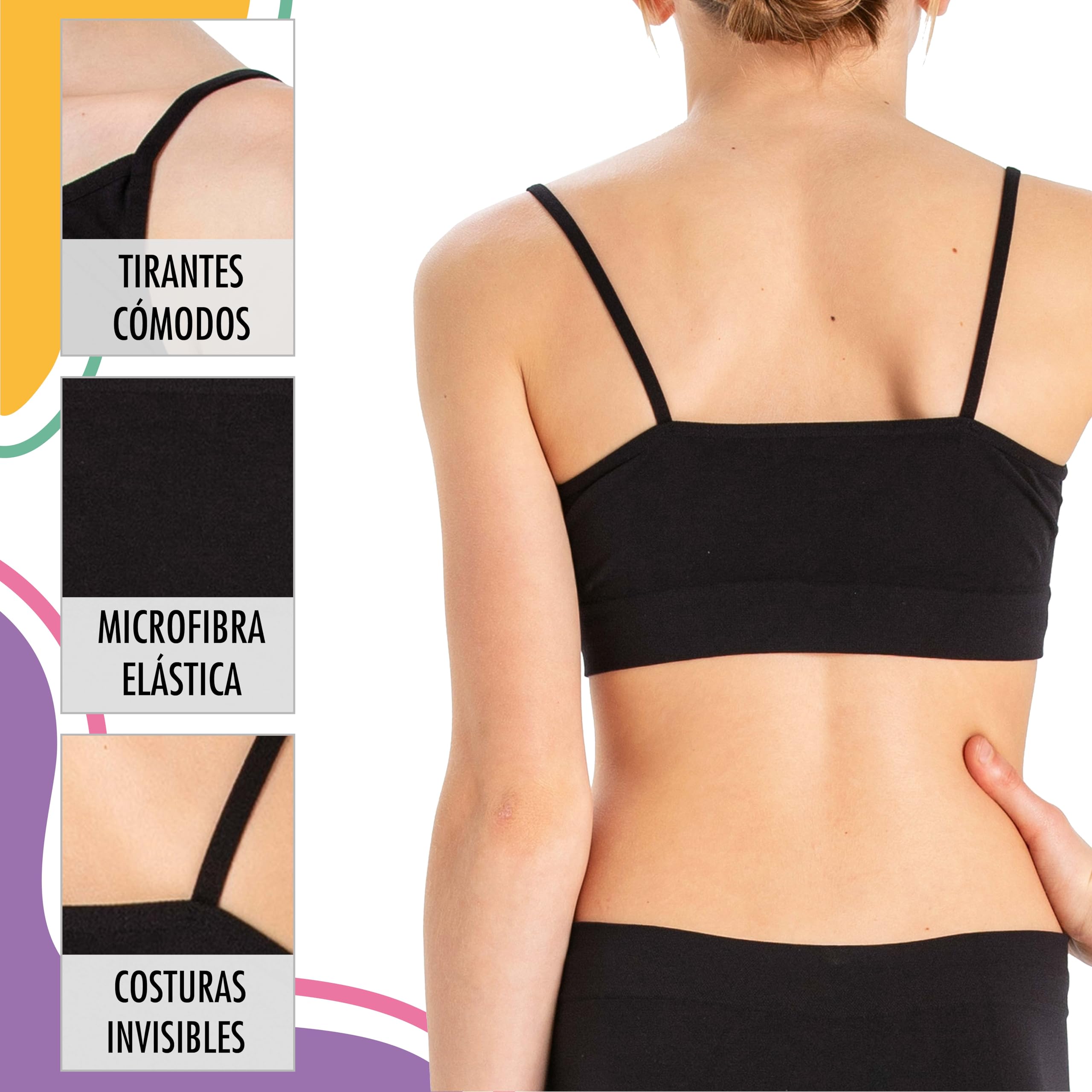 Risalti Conjunto Top y Culotte de Microfibra para Niña - Top Deportivo y Bragas, Ropa Sin Costuras con Pulseras de Regalo - Made In Italy