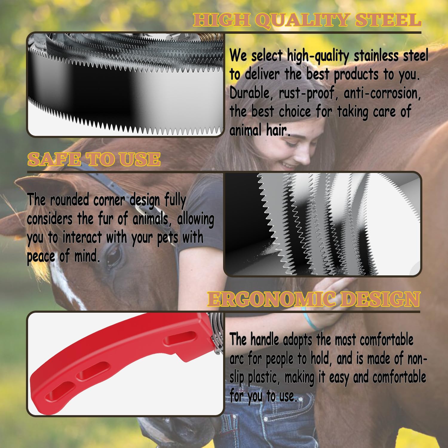 Horse Grooming Brush - 6 Rings Curry Comb -4