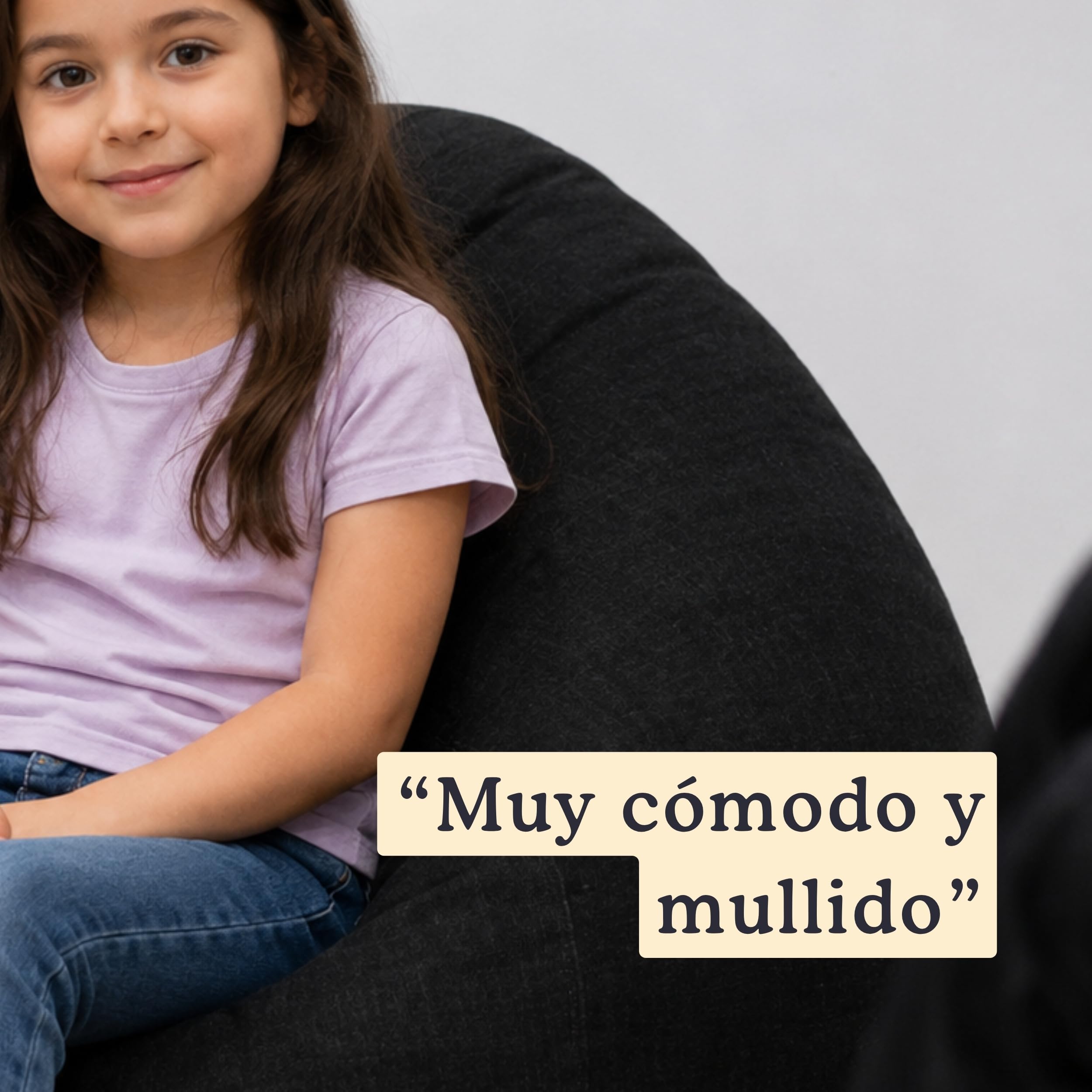 bananair - Puff Salon con Relleno Incluído - Suave y Cómodo - Funda Lavable a Máquina - Puff Pera Práctico y Fácil de Transportar - Bean Bag Versátil, Puff Gamer, Niños (80 x 70 cm, Negro)