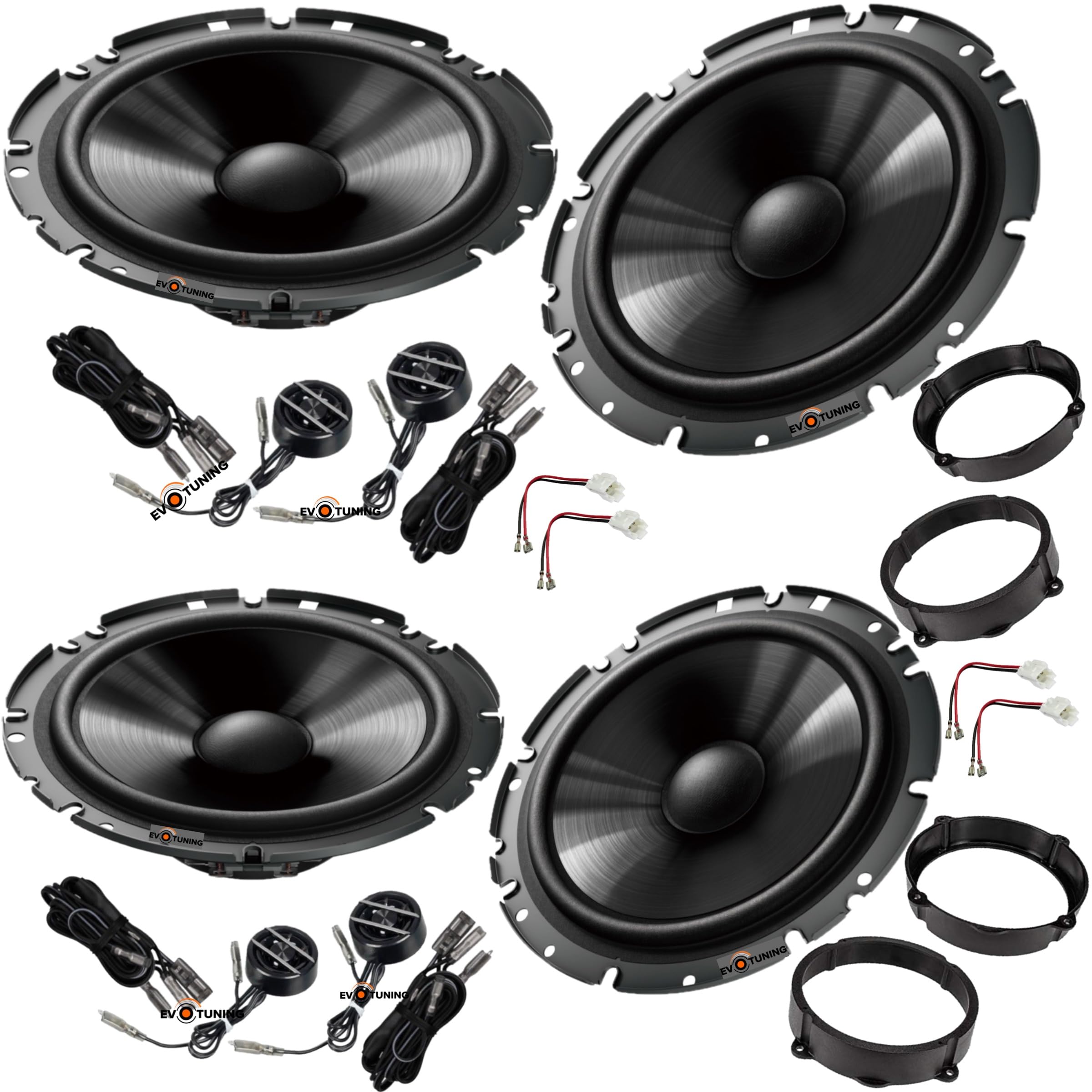Kit 8 Casse Altoparlanti per Alfa Romeo 159 Anteriori e Posteriori, compatibile con Pioneer TSG170C +Set 4 Anelli e 4 Cavi Adattatori
