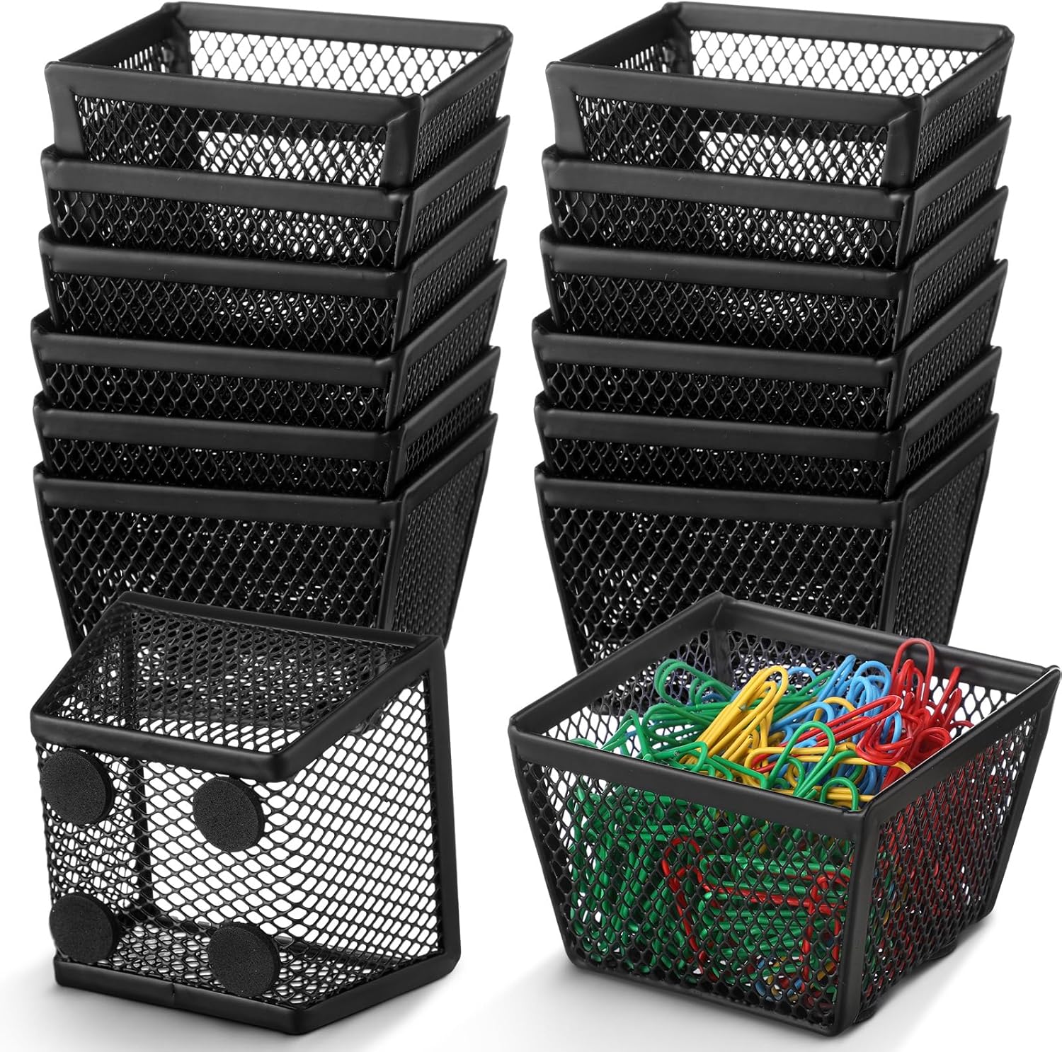 Fulmoon Paper Clip Holder Bulk Stackable Mesh Paper Clip
