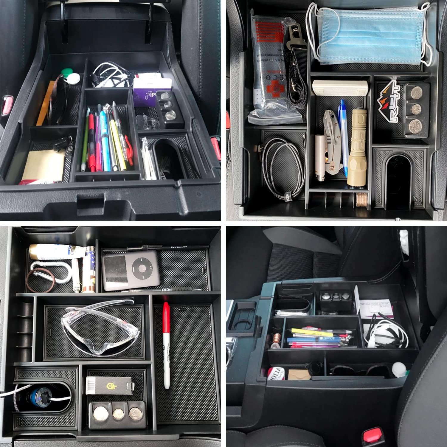 JOJOMARK Compatible with Toyota Tundra Accessories Center Console Tray Organizer for Tundra 2014-2020 2021 Insert ABS Armrest Box Secondary Storage (Black)
