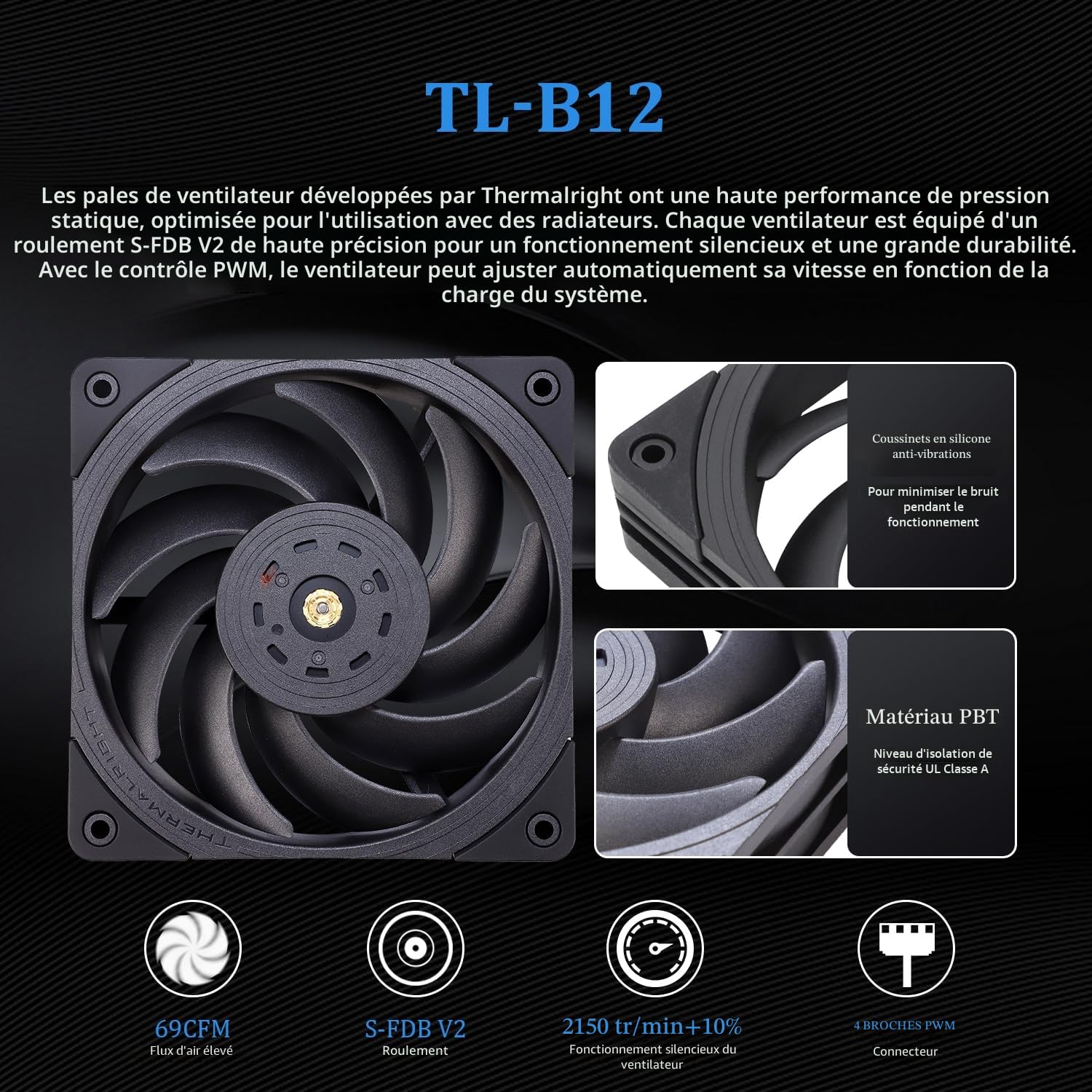 TR Refroidisseur d'eau pour CPU Frozen Edge 240 noir avec ventilateurs PWM, vitesse de pompe 3300RPM, roulements S-FDB, pour AMD AM4/AM5,Intel LGA1150/1155/1200/1700/2011(FE240 Black)