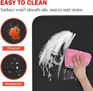 TOHONFOO 15 x 18 Grill Mat Fireproof for Outdoor Grill Protecting Prep Barbecue Table - Heat Resistant BBQ Tabletop Grilling Griddle Pad, Easy to Clean & Storage - Waterproof & Foldable, 1mm