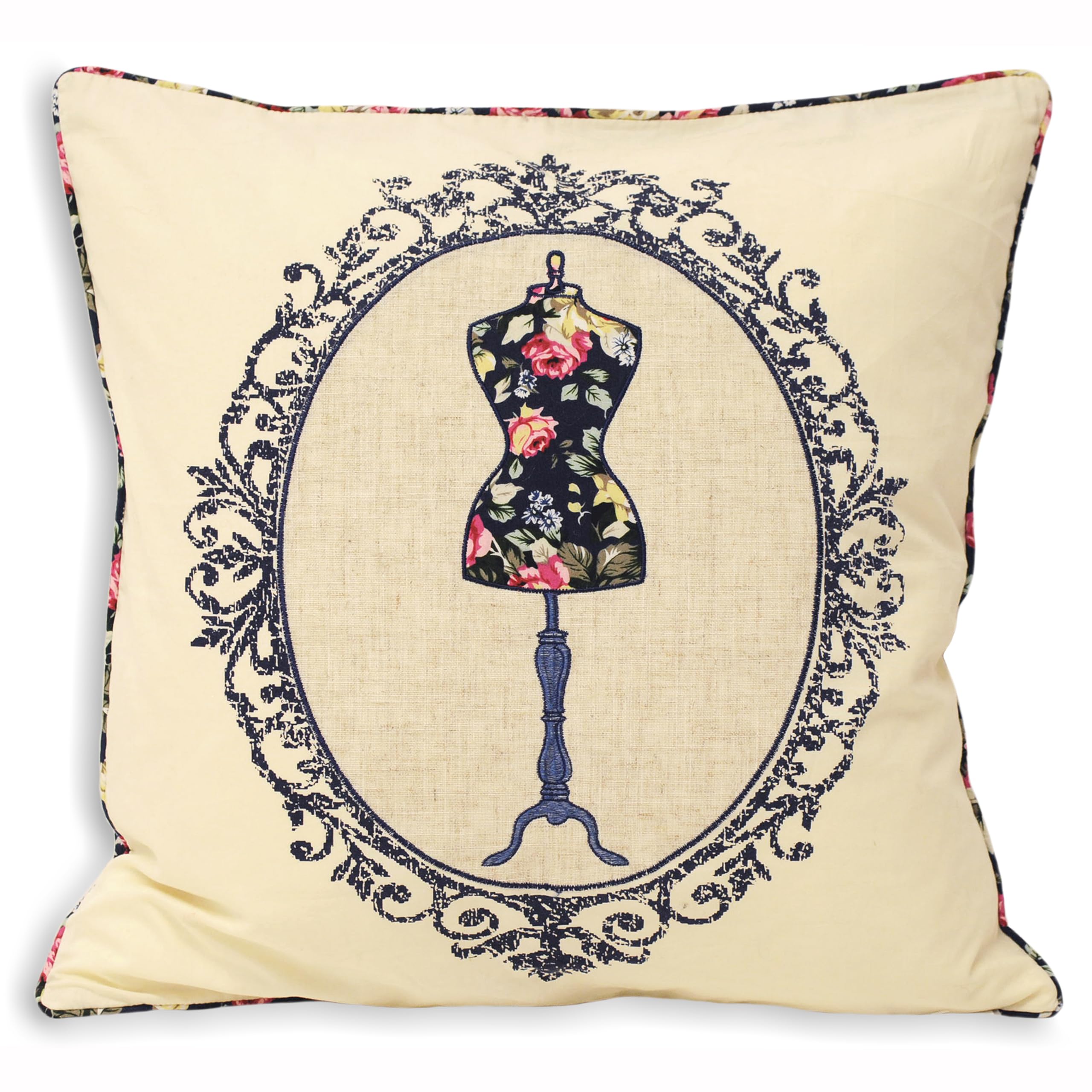 Paoletti Victoria Manequin Polyester Filled Cushion,Blue,45 x 45cm