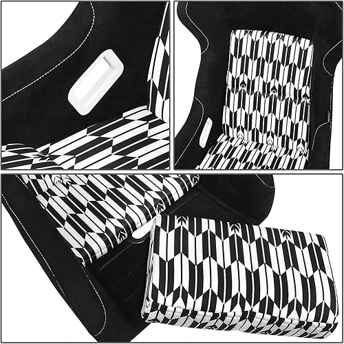 Vista 33 de NRG Innovations NRG-FRP-302BK Asiento de carreras con respaldo fijo de fibra de vidrio (grande), compatibilidad con arnés de 4 puntos, Alcántara