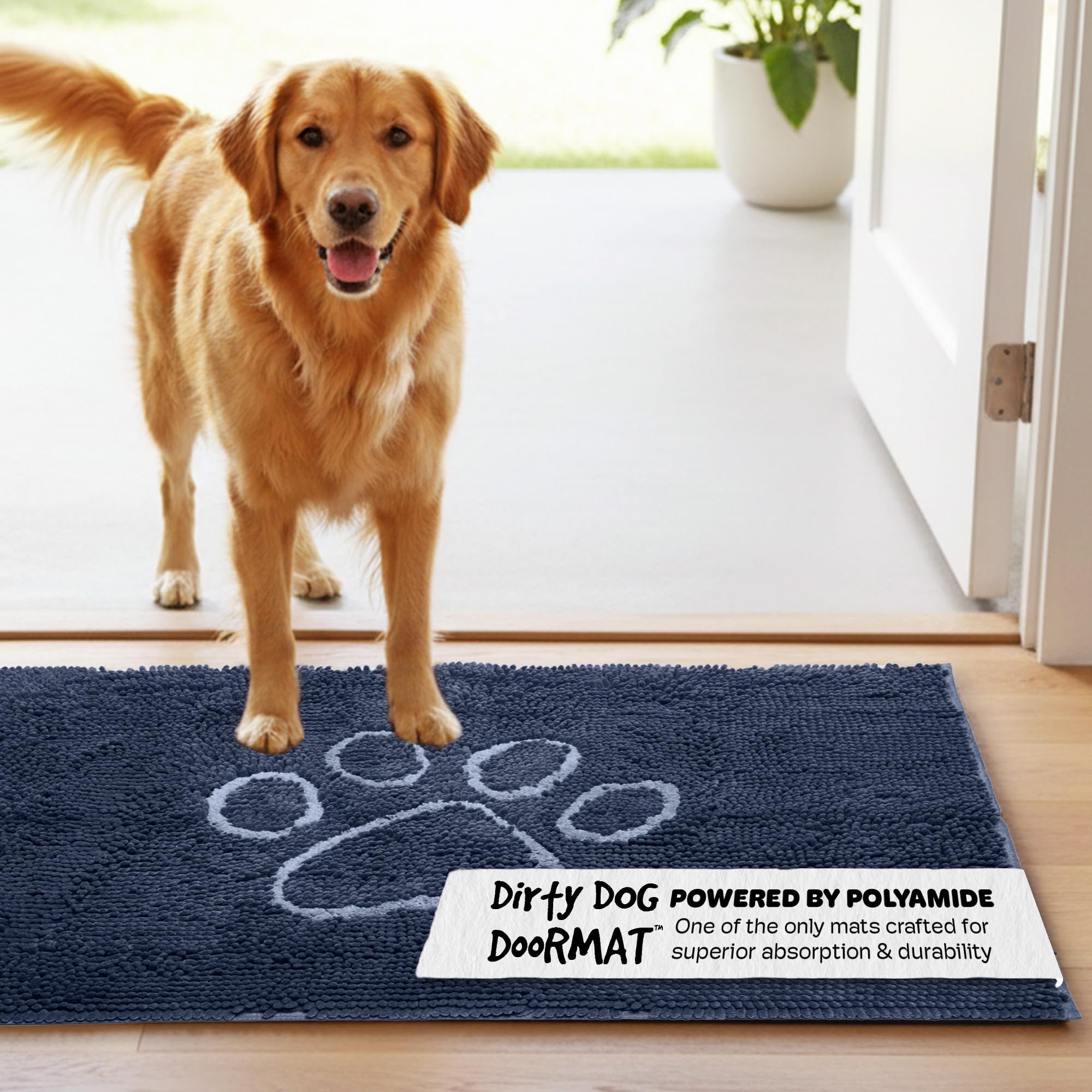 Dog Gone Smart Dirty Dog Doormat - Fast Drying Rug with Super Gripper Backing for Clean Floors - Super Absorbent and Machine Washable Mat for Muddy