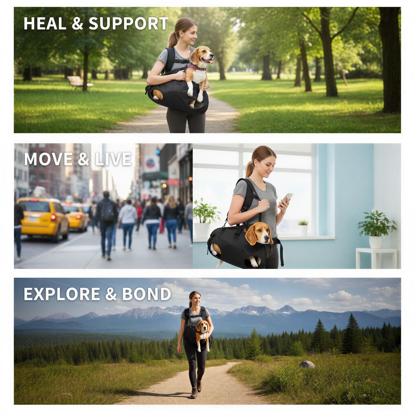 Mochila para perros grandes, arnés de cuerpo completo con asa, transportador transpirable para senderismo, ciclismo y escaleras, para mascotas mayores y heridas, 8,5-13,5 kg