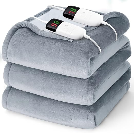 King Size Heated Electric Blanket - 90" x 108" with Dual Control, 10 Heating Levels & 8 Hours Auto Off, Soft Warm Flannel Gifts with Over-Heat Protection, ETL & FCC Certified