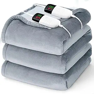 King Size Heated Electric Blanket - 90" x 108" with Dual Control, 10 Heating Levels & 8 Hours Auto Off, Soft Warm Flannel Gifts with Over-Heat Protection, ETL & FCC Certified