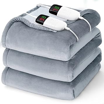 King Size Heated Electric Blanket - 90" x 108" with Dual Control, 10 Heating Levels & 8 Hours Auto Off, Soft Warm Flannel Gifts with Over-Heat Protection, ETL & FCC Certified