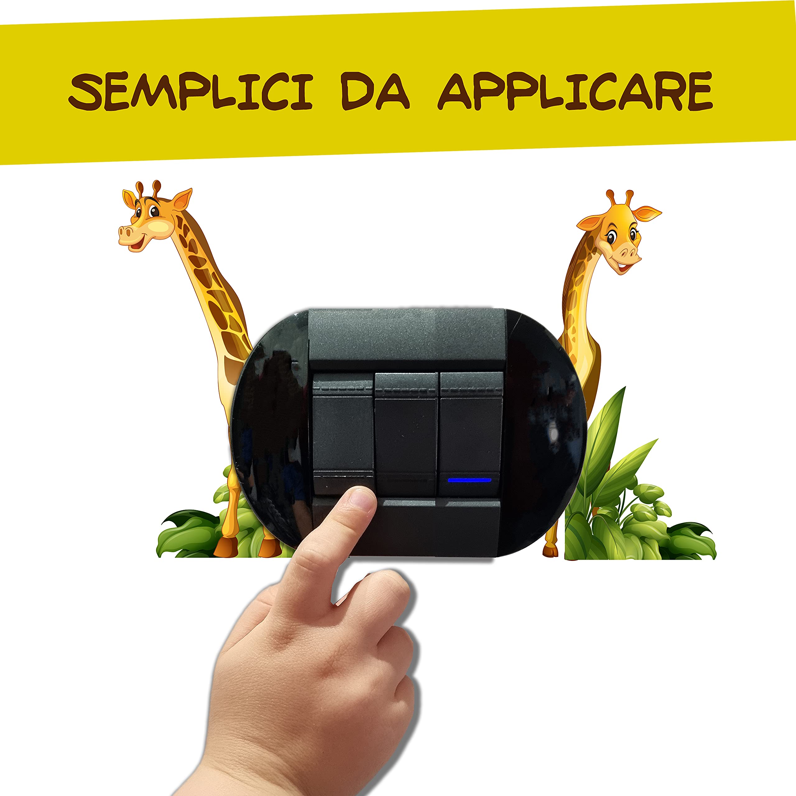 Bizarre Creations | Adesivi Animaletti per Decorazione Interruttori Luce, Adesivi per Interruttori, Bambini, Adesivi Simpatici Animaletti Savana Elefantino Leone Cameretta (10 Pezzi)