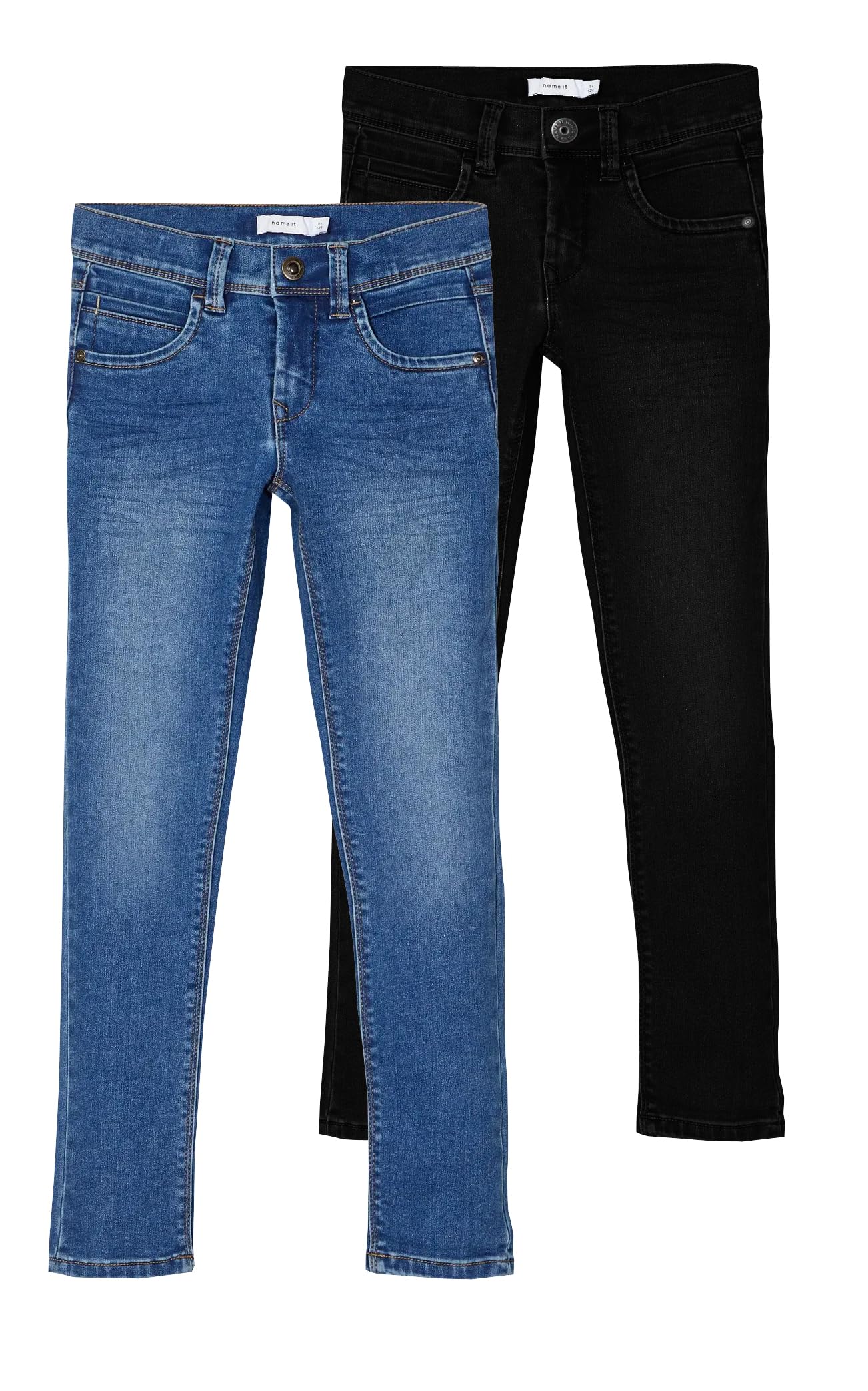 NAME IT Jungen NKMSILAS XSLIM Jeans 2002-TX, Black/W. MEDIUM Blue Denim, 146